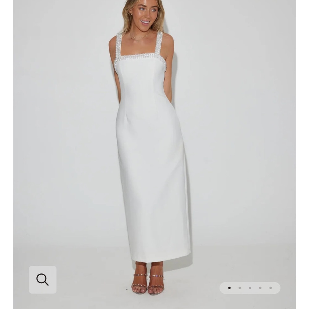 The Ultimate Muse Pearl Trim Midi Dress